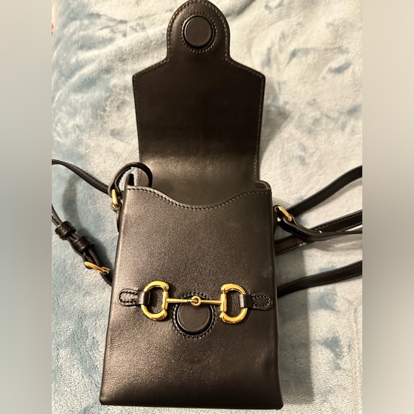 100% Authentic Gucci Boarded Plutone Calfskin Mini Horsebit 1955 Crossbody Bag - Picture 8 of 11